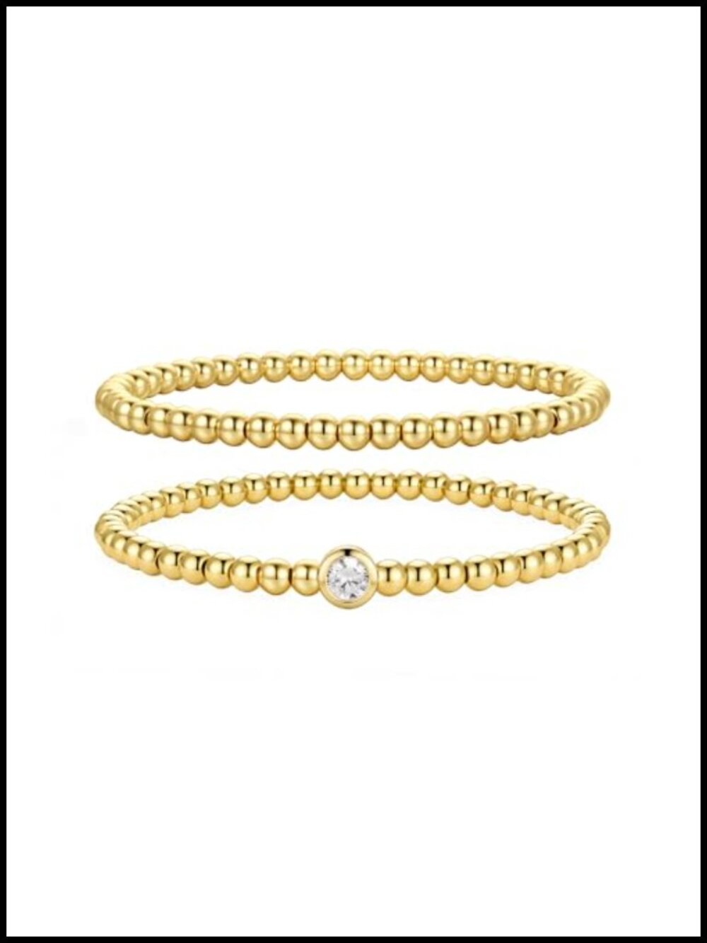 14k Gold Plated Beaded Bracelet Set Stackable Stretch Bracelets for Women